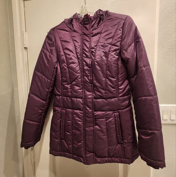 Puma Purple Puffer Jacket with High Collar and Quilted Design - Picture 1 of 7